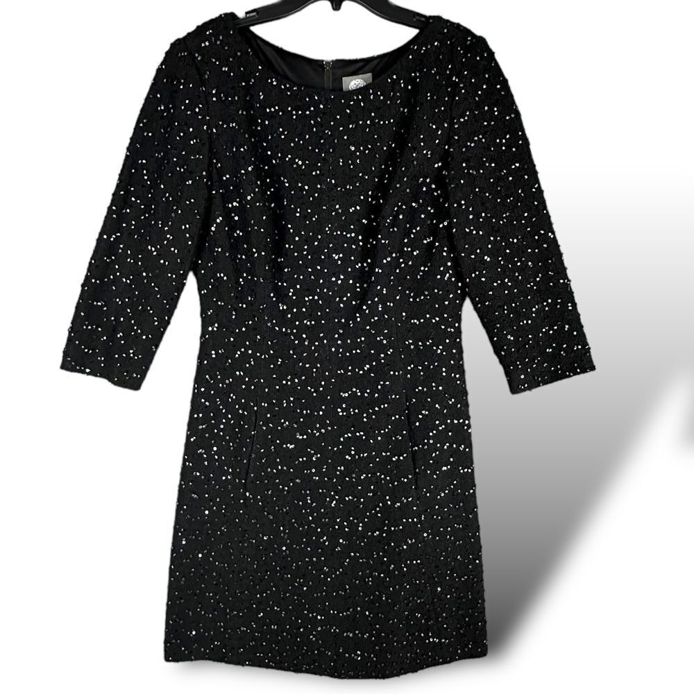 Vince Camuto Black Sequin Sheath Dress